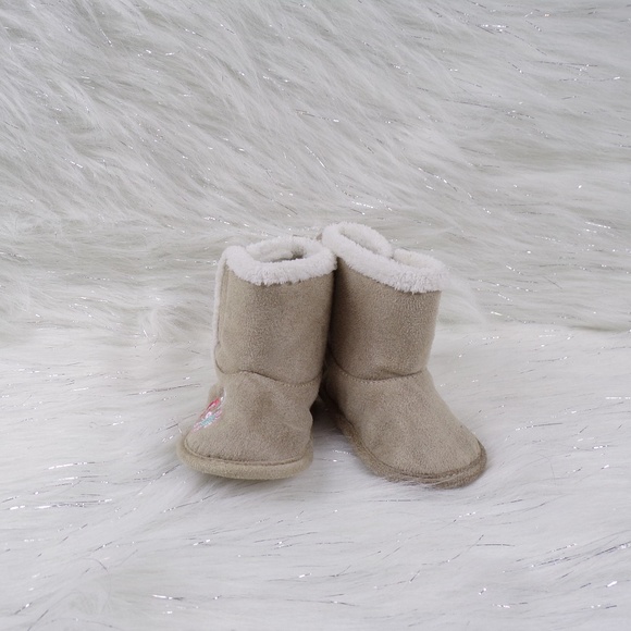 Infant Tan Suede Fur Top Boots Size 4 - Picture 2 of 5